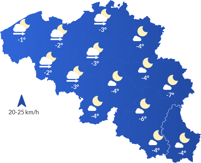 Météo en Belgique - Dimanche 15 février Nuit