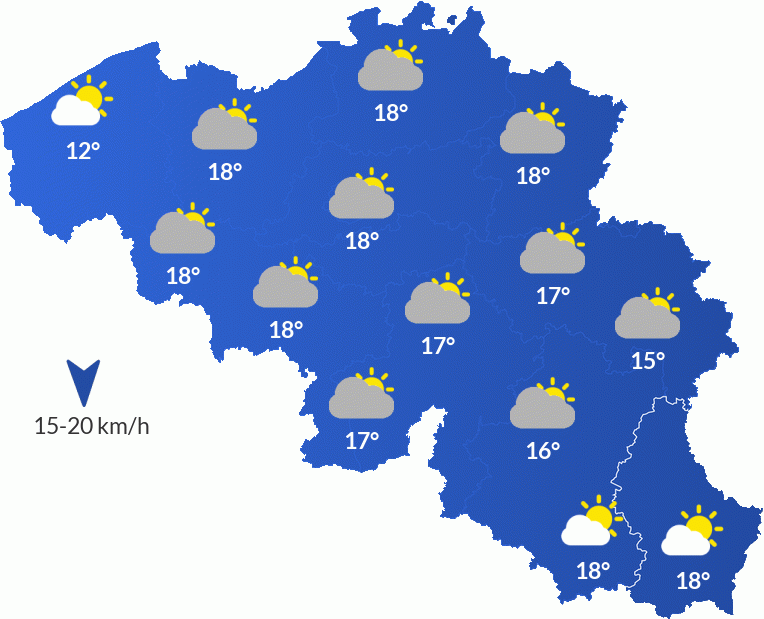 Météo en Belgique - Dimanche 18 mai Après-midi