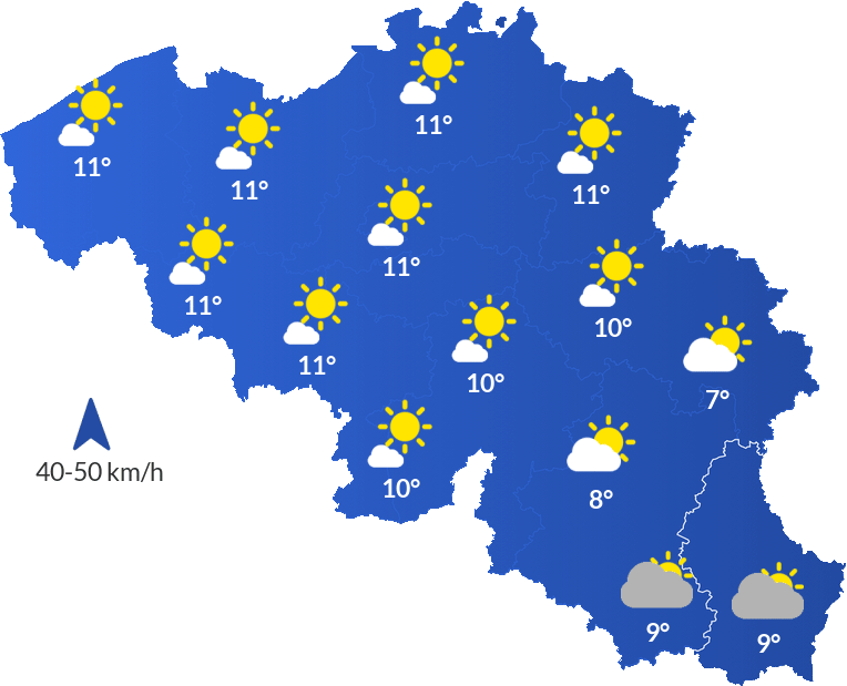 Météo en Belgique - Lundi 15 décembre Après-midi
