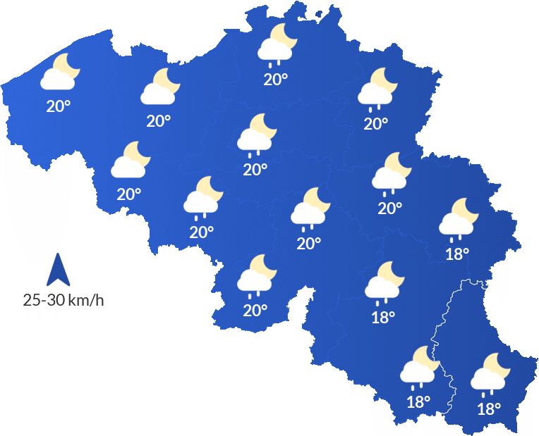 Météo en Belgique - Mardi 4 août Nuit