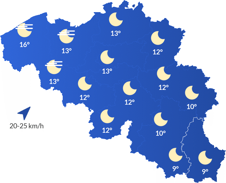 Météo en Belgique - Samedi 26 septembre Nuit